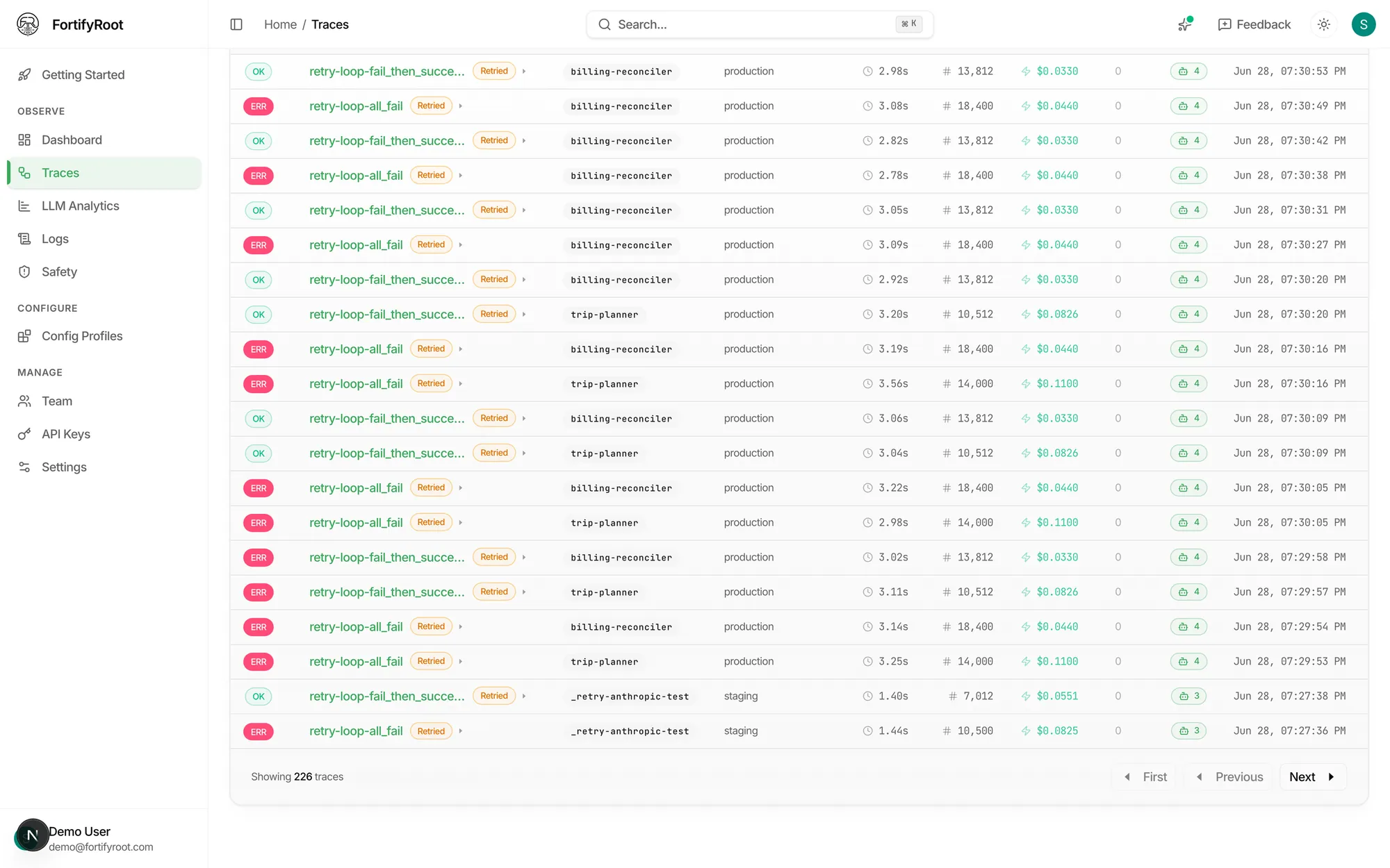 FortifyRoot Auditability, product screenshot